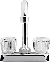 Dura Faucet DF-PB150A-CP RV Swivel Bar Faucet with Clear Acrylic 2-Knobs - 6-inch Spout (Chrome)