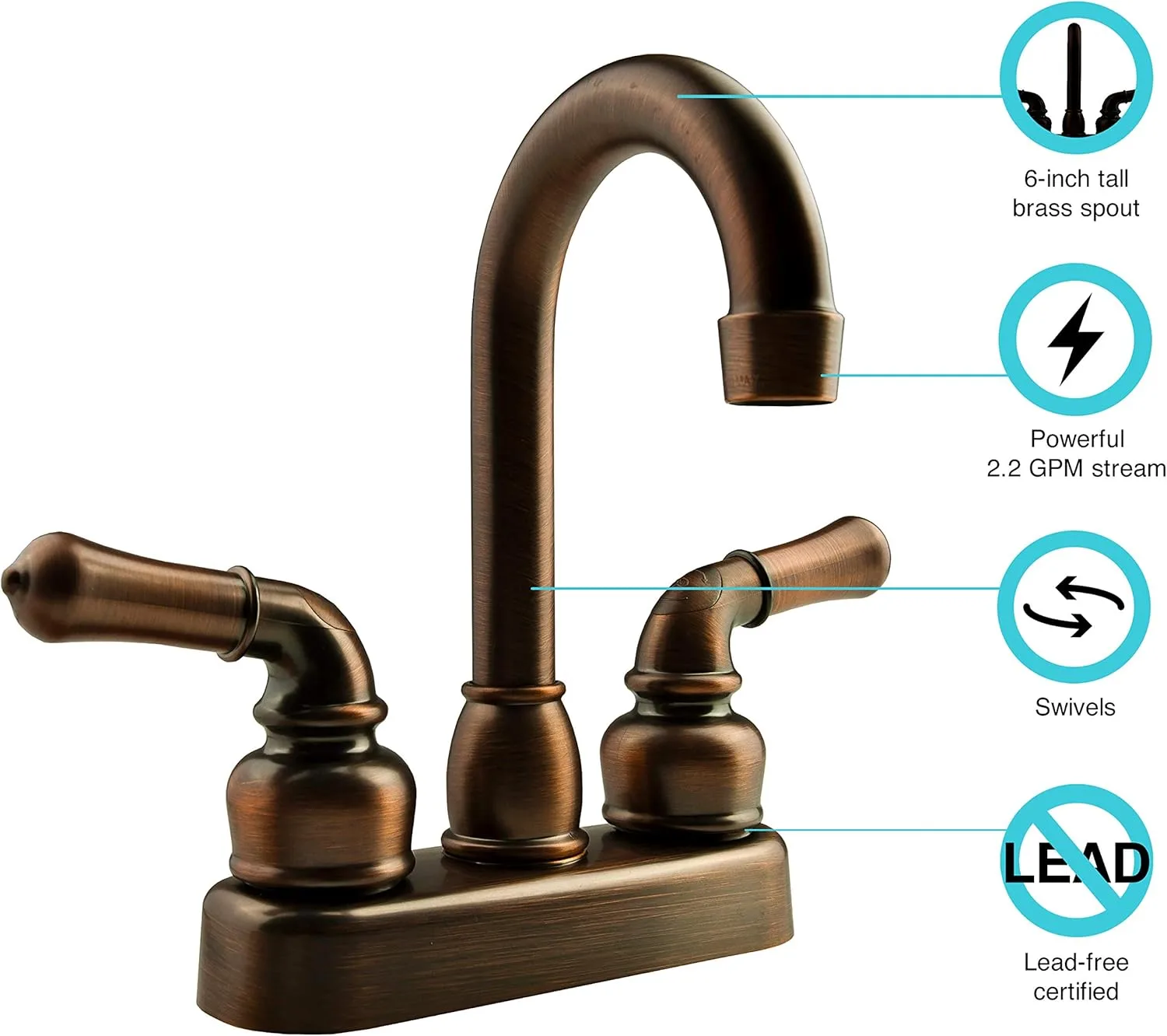 DURA FAUCET DF-PB150C Swivel Bar Faucet for RVs and Motor Homes