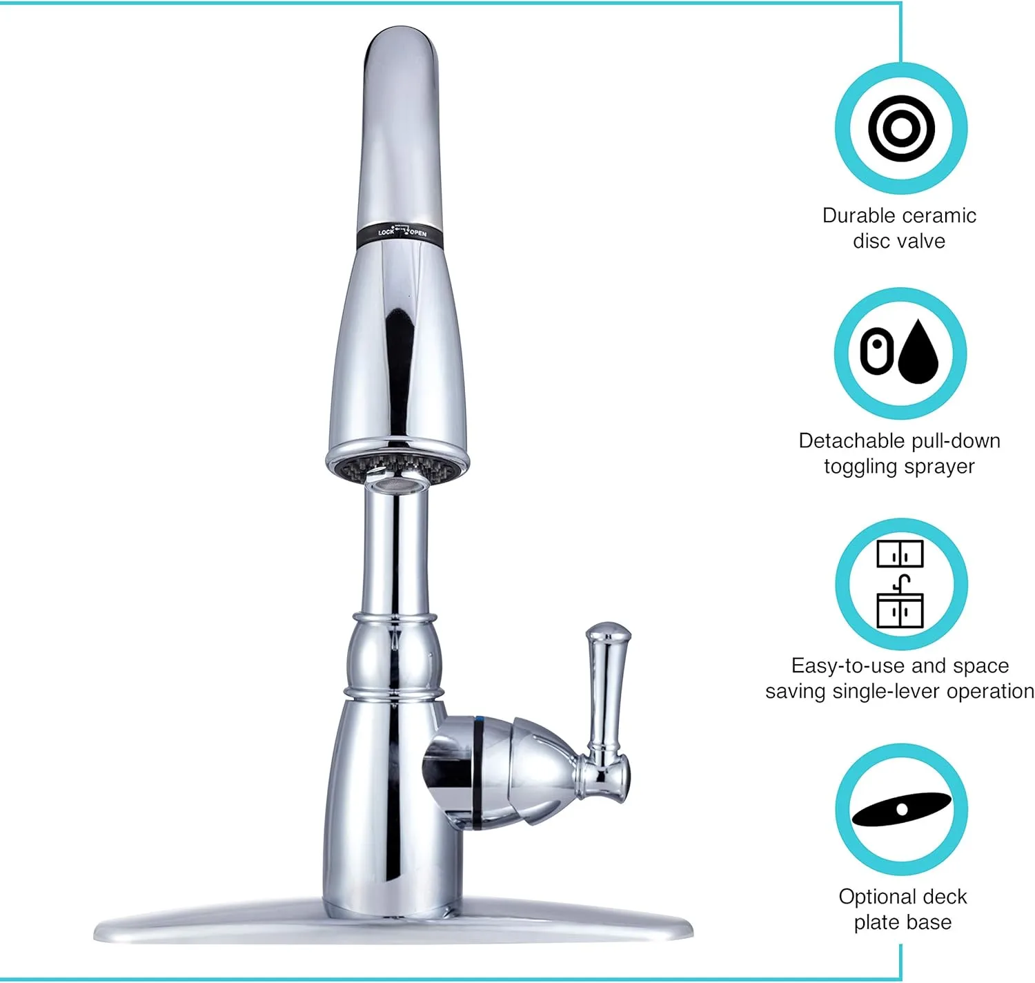 Dura Faucet DF-PK160 RV Non-Metallic Pull-Down Kitchen Sink Faucet
