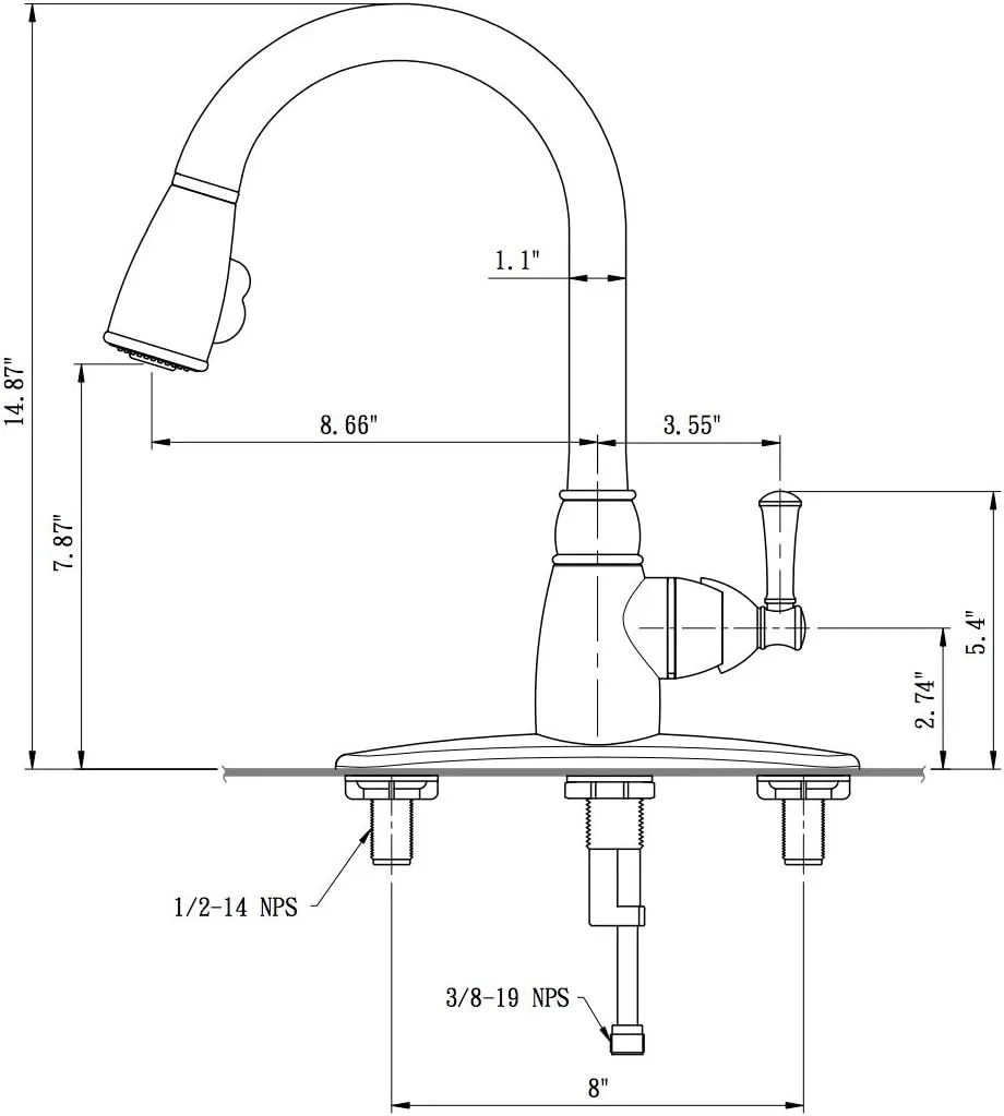 Dura Faucet DF-PK160 RV Non-Metallic Pull-Down Kitchen Sink Faucet