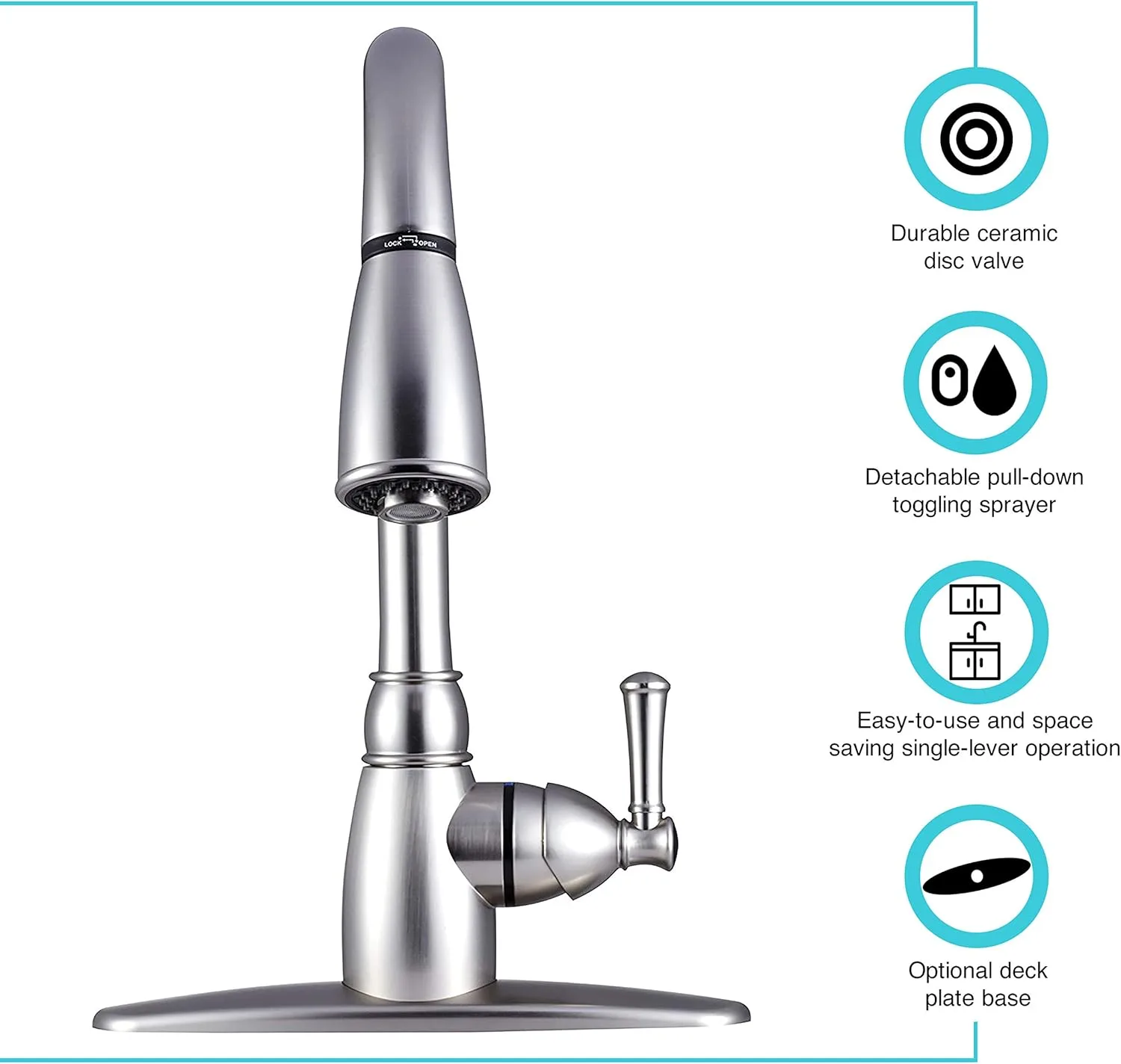 Dura Faucet DF-PK160 RV Non-Metallic Pull-Down Kitchen Sink Faucet