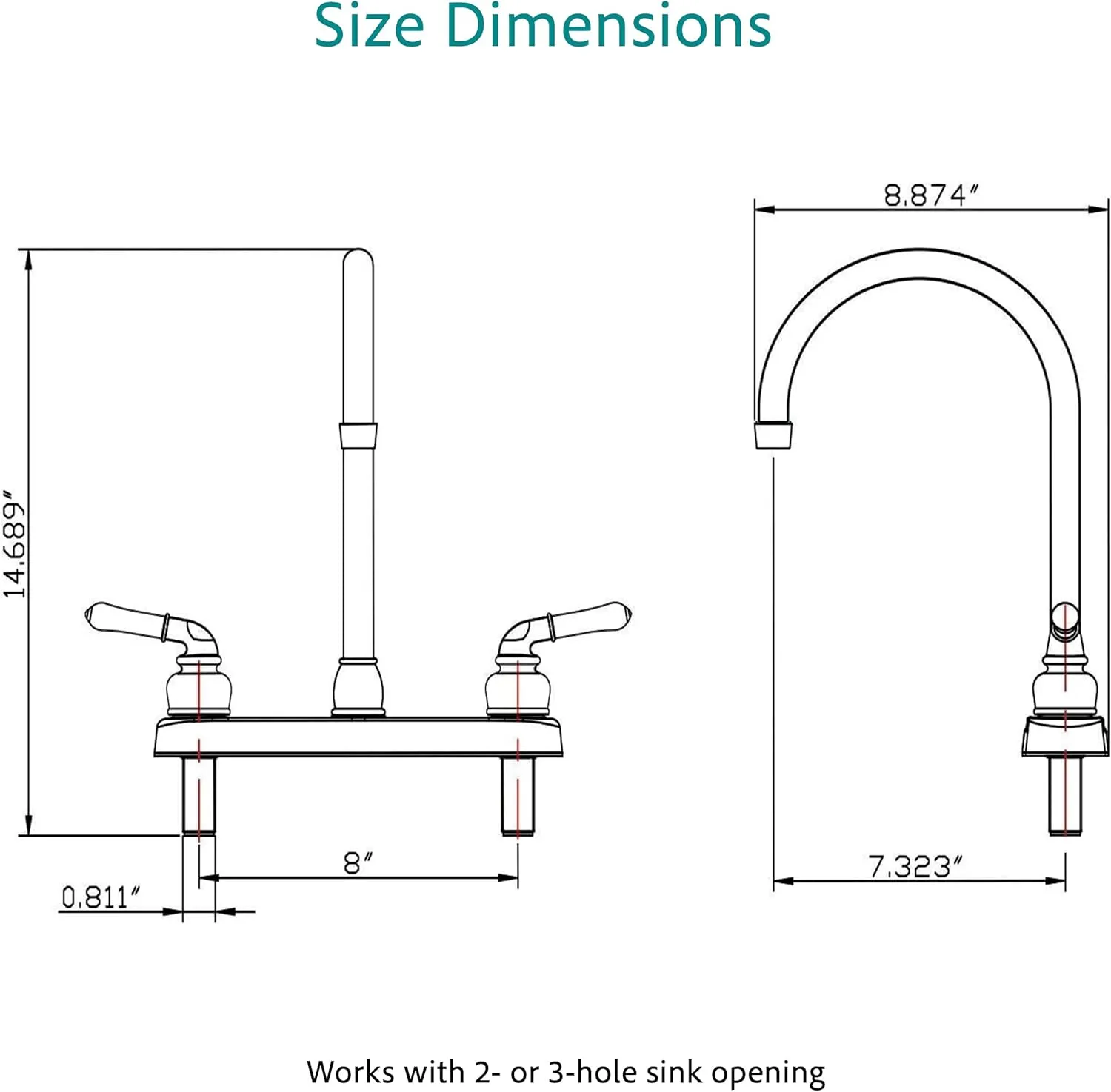 Dura Faucet DF-PK330HC RV J-Spout Kitchen Sink Faucet