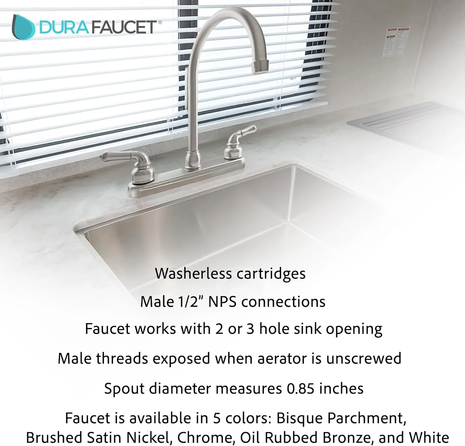 Dura Faucet DF-PK330HC RV J-Spout Kitchen Sink Faucet