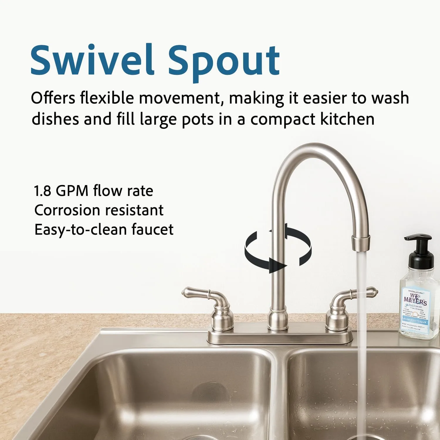 Dura Faucet DF-PK330HC RV J-Spout Kitchen Sink Faucet