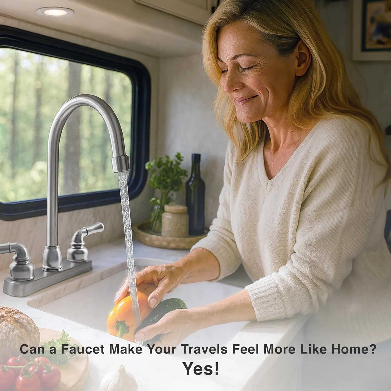 Dura Faucet DF-PK330HC RV J-Spout Kitchen Sink Faucet
