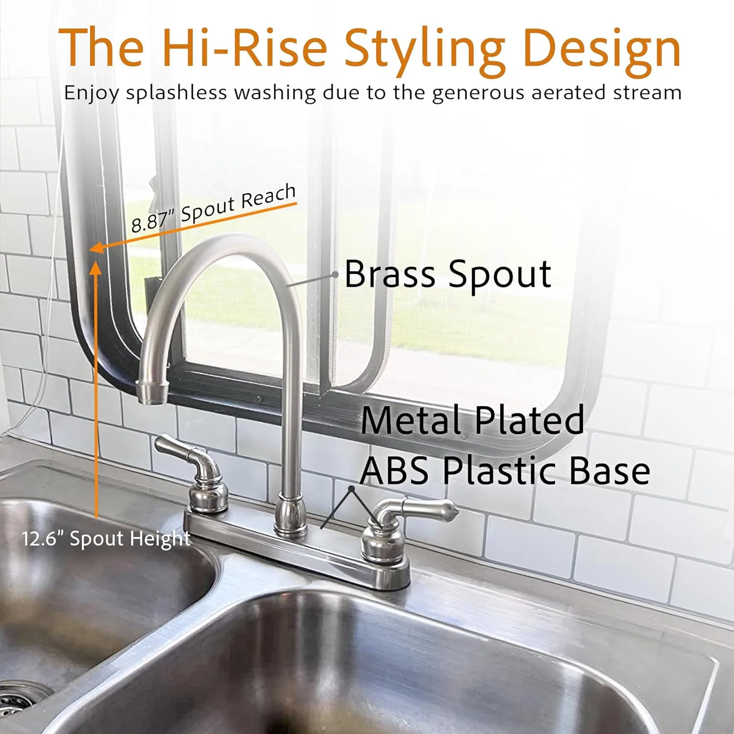 Dura Faucet DF-PK330HC RV J-Spout Kitchen Sink Faucet