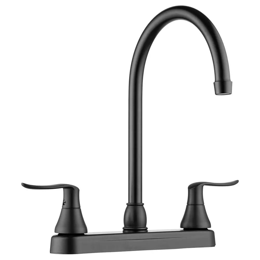Dura Faucet DF-PK330HLH RV J-Spout Swivel Two-Handle Deck-Mount Kitchen Faucet