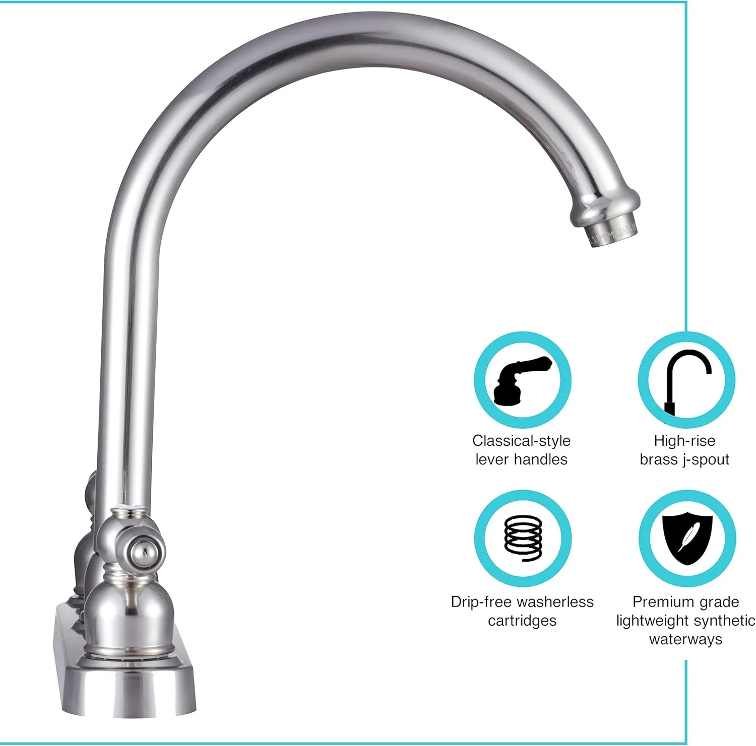 Dura Faucet DF-PK340L Non-Metallic Hi-Rise J-Spout RV Kitchen Faucet