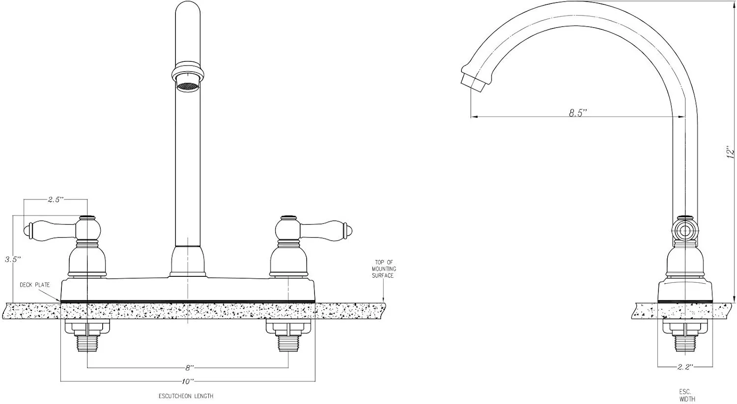 Dura Faucet DF-PK340L Non-Metallic Hi-Rise J-Spout RV Kitchen Faucet
