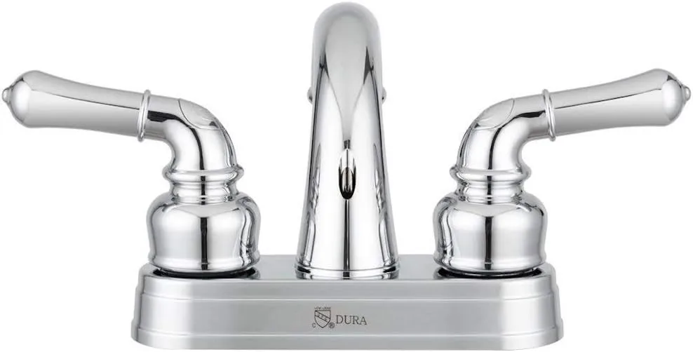 Dura Faucet DF-PL620C RV Bathroom Sink Faucet - Smooth Turning 2-Lever 4-Inch Centerset