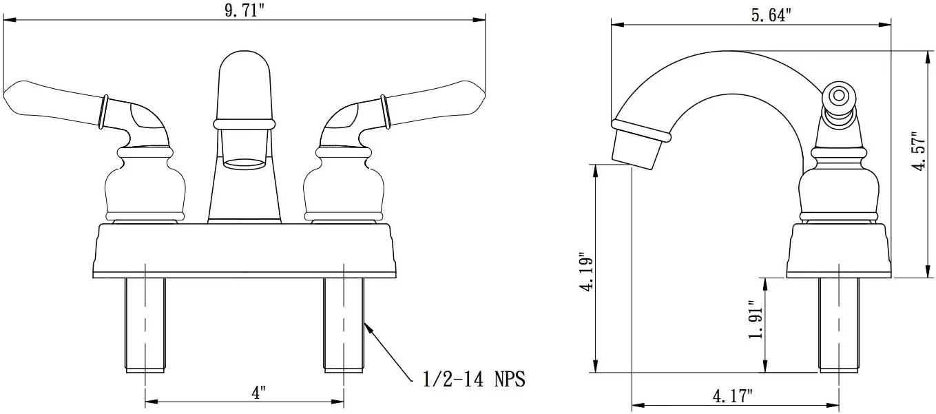 Dura Faucet DF-PL620C RV Bathroom Sink Faucet - Smooth Turning 2-Lever 4-Inch Centerset