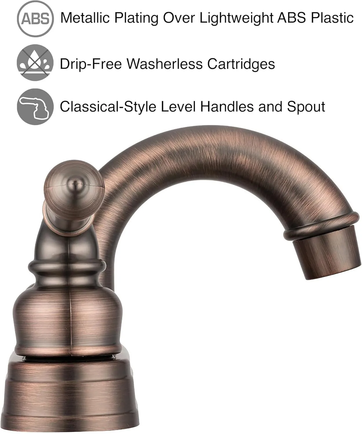 Dura Faucet DF-PL620C RV Bathroom Sink Faucet - Smooth Turning 2-Lever 4-Inch Centerset
