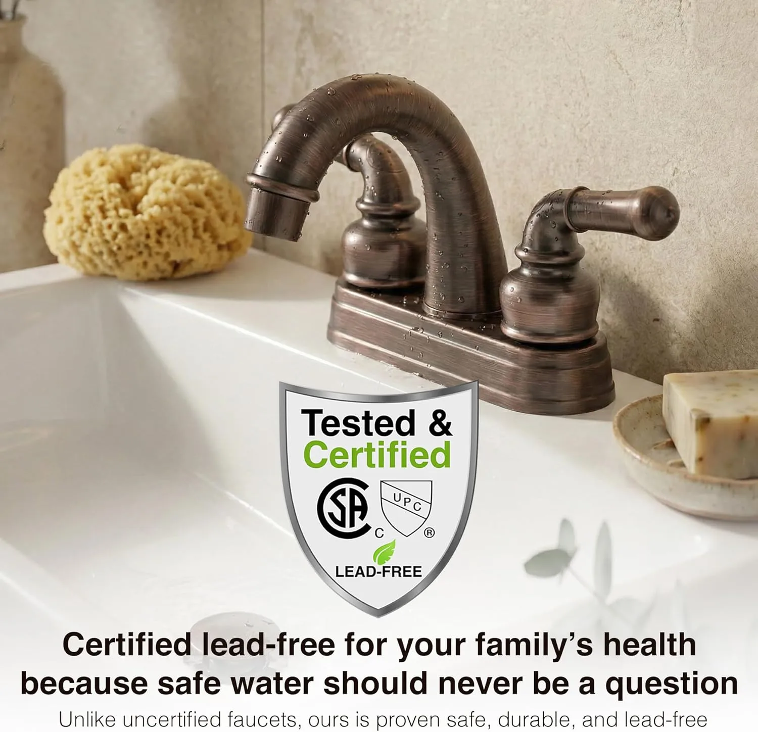 Dura Faucet DF-PL620C RV Bathroom Sink Faucet - Smooth Turning 2-Lever 4-Inch Centerset