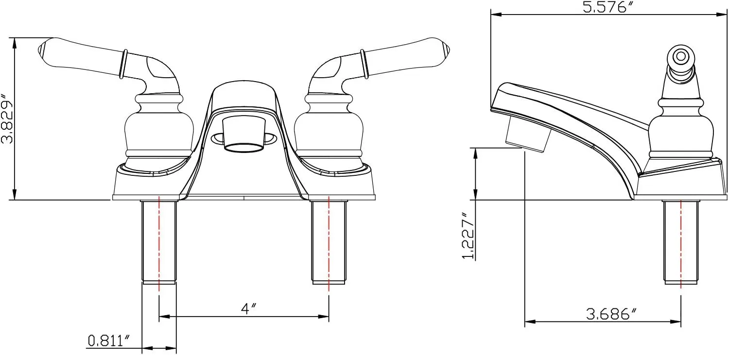 Dura Faucet DF-PL700C RV 2-Hole 4" Centerset Bathroom Faucet with Classic 2-Handles