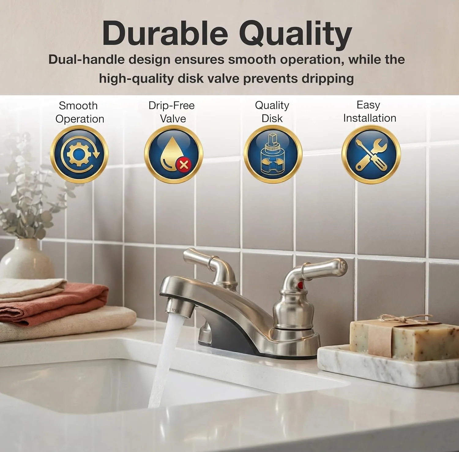 Dura Faucet DF-PL700C RV 2-Hole 4" Centerset Bathroom Faucet with Classic 2-Handles