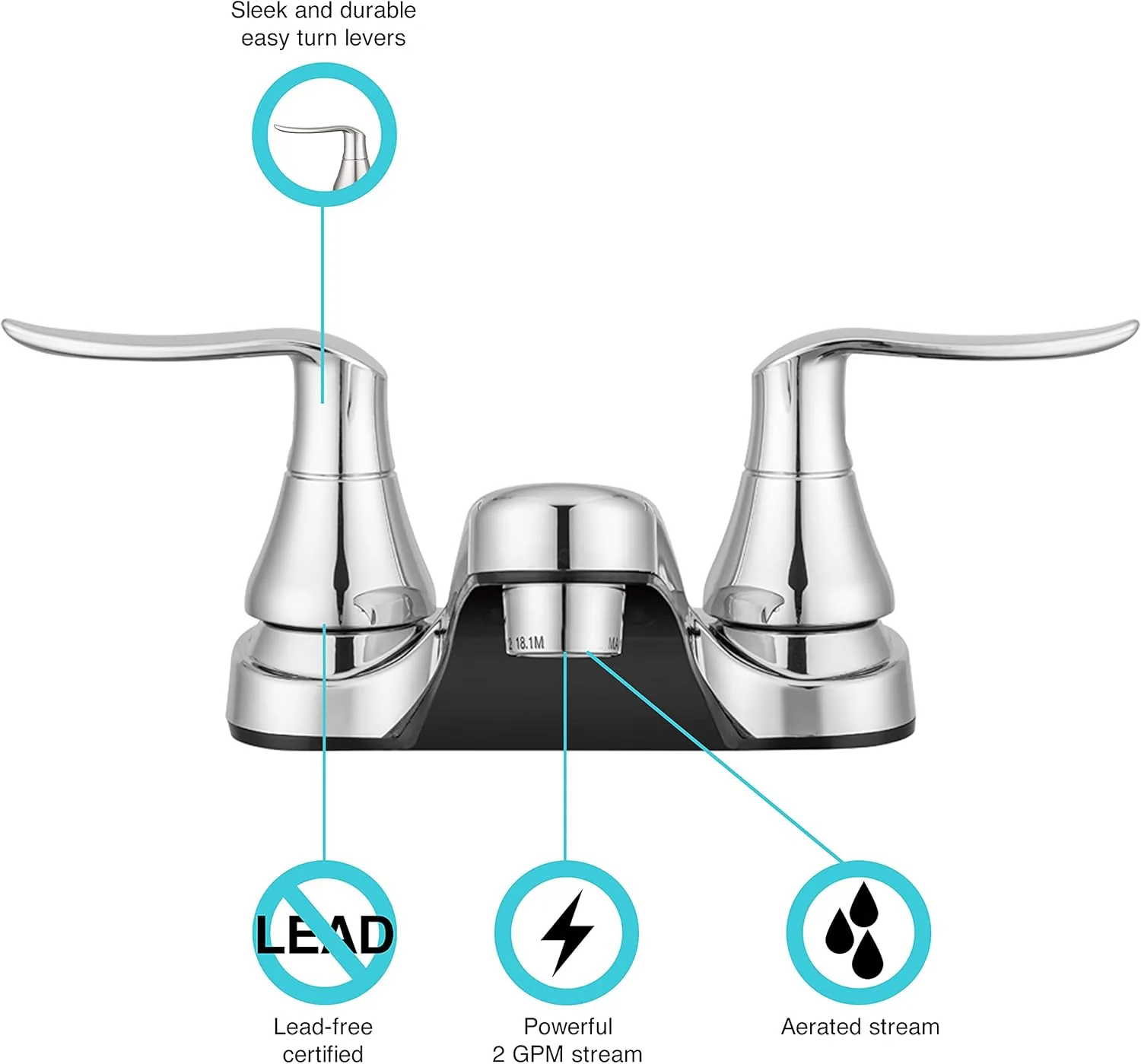 Dura Faucet DF-PL700LH RV Bathroom Centerset Faucet with Winged Levers