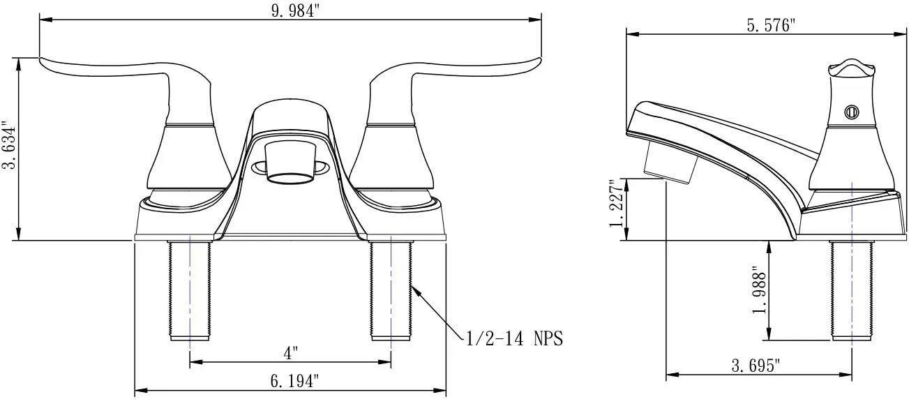 Dura Faucet DF-PL700LH RV Bathroom Centerset Faucet with Winged Levers