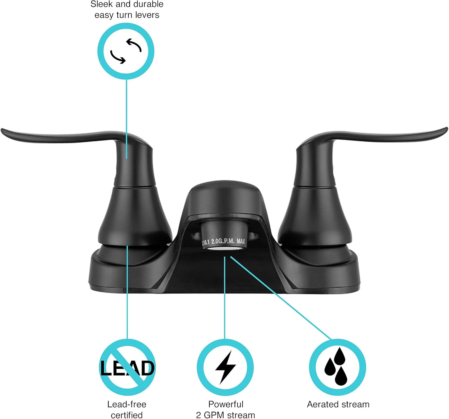 Dura Faucet DF-PL700LH RV Bathroom Centerset Faucet with Winged Levers