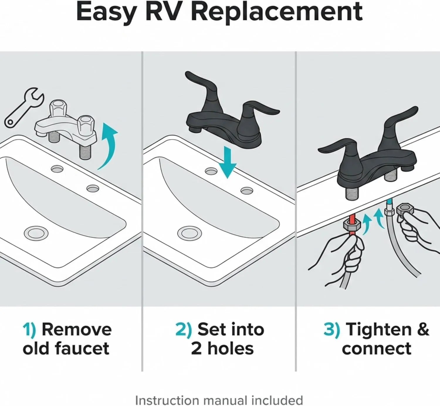 Dura Faucet DF-PL700LH RV Bathroom Centerset Faucet with Winged Levers