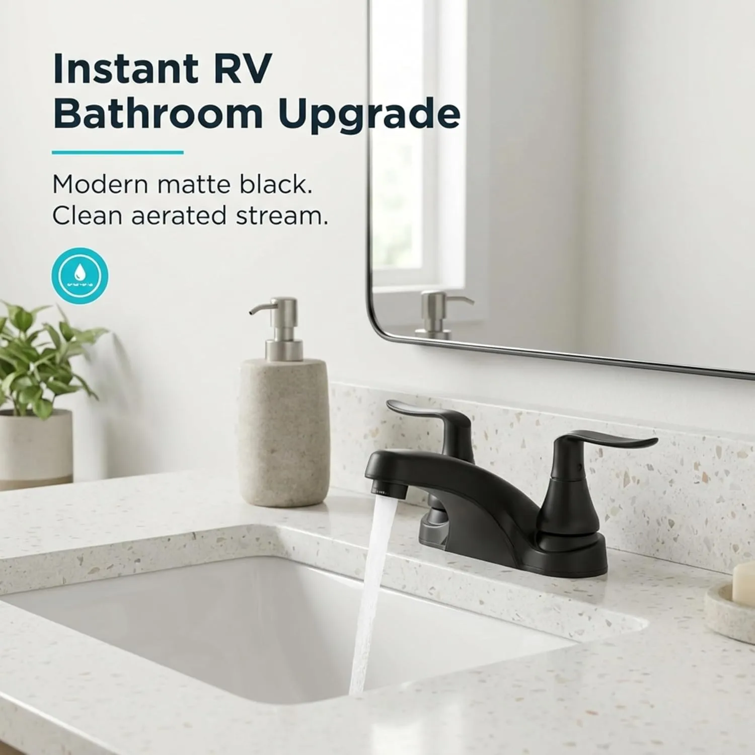 Dura Faucet DF-PL700LH RV Bathroom Centerset Faucet with Winged Levers
