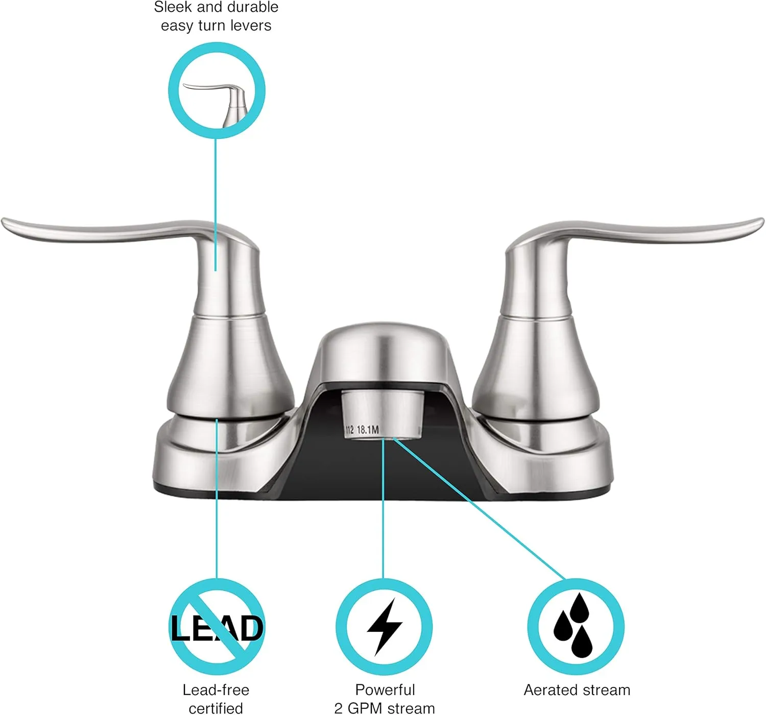 Dura Faucet DF-PL700LH RV Bathroom Centerset Faucet with Winged Levers