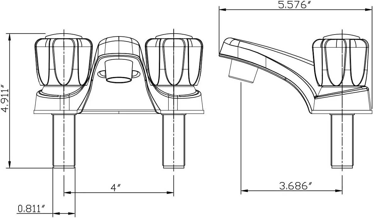 Dura Faucet DF-PL700S RV Lavatory Faucet Deck-Mount Centerset