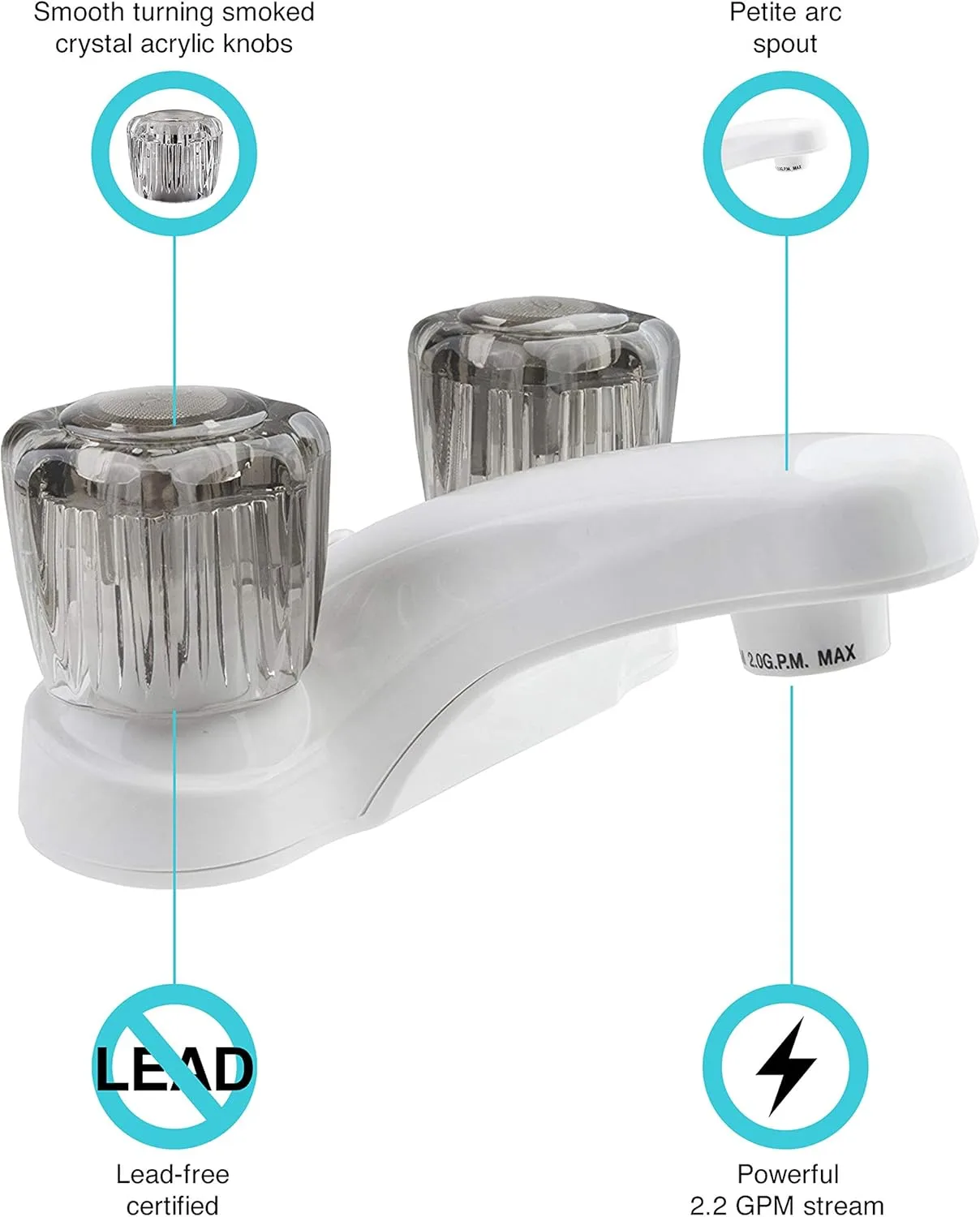 Dura Faucet DF-PL700S RV Lavatory Faucet Deck-Mount Centerset