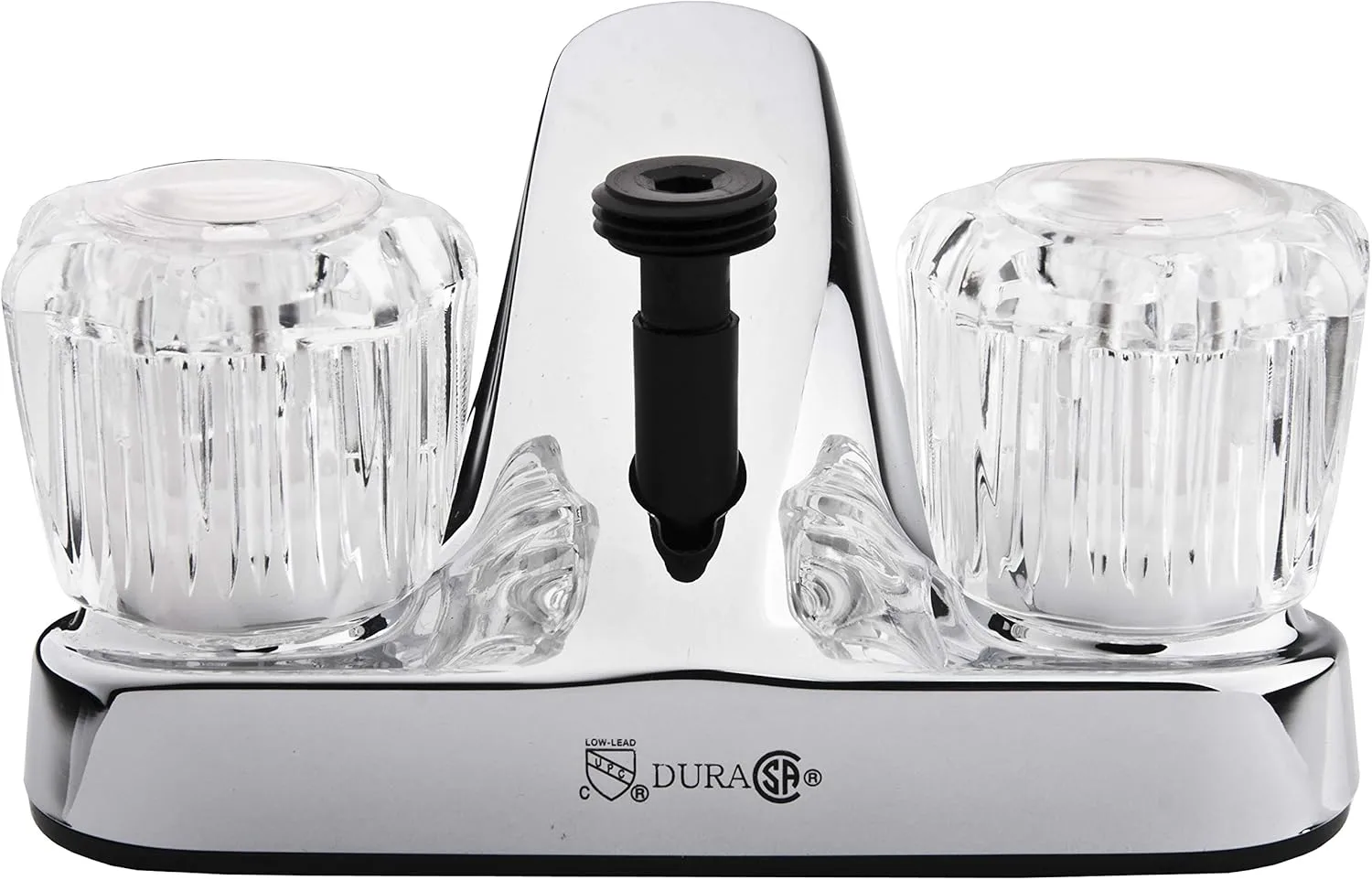 Dura Faucet DF-PL720A-CP RV Bathroom Faucet with Crystal Acrylic Knobs and Shower Hose Diverter (Chrome)