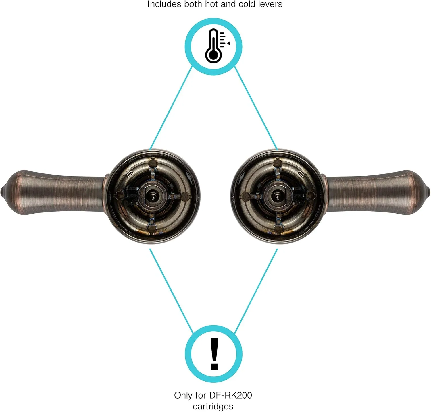 Dura Faucet DF-RKC RV Replacement Hot and Cold Lever Handles