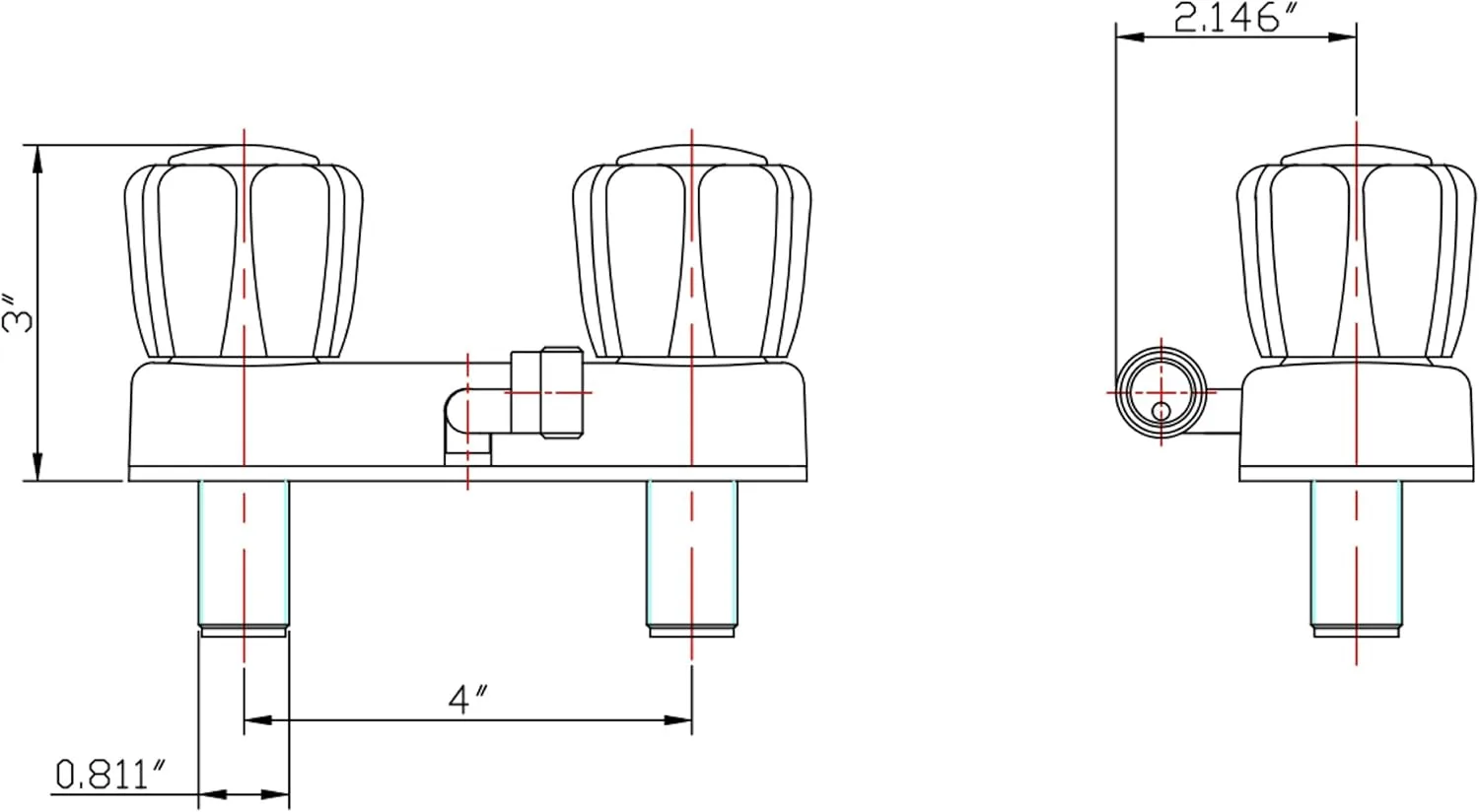 DURA FAUCET RV Exterior Shower Faucet Valve Diverter with 2 Knobs