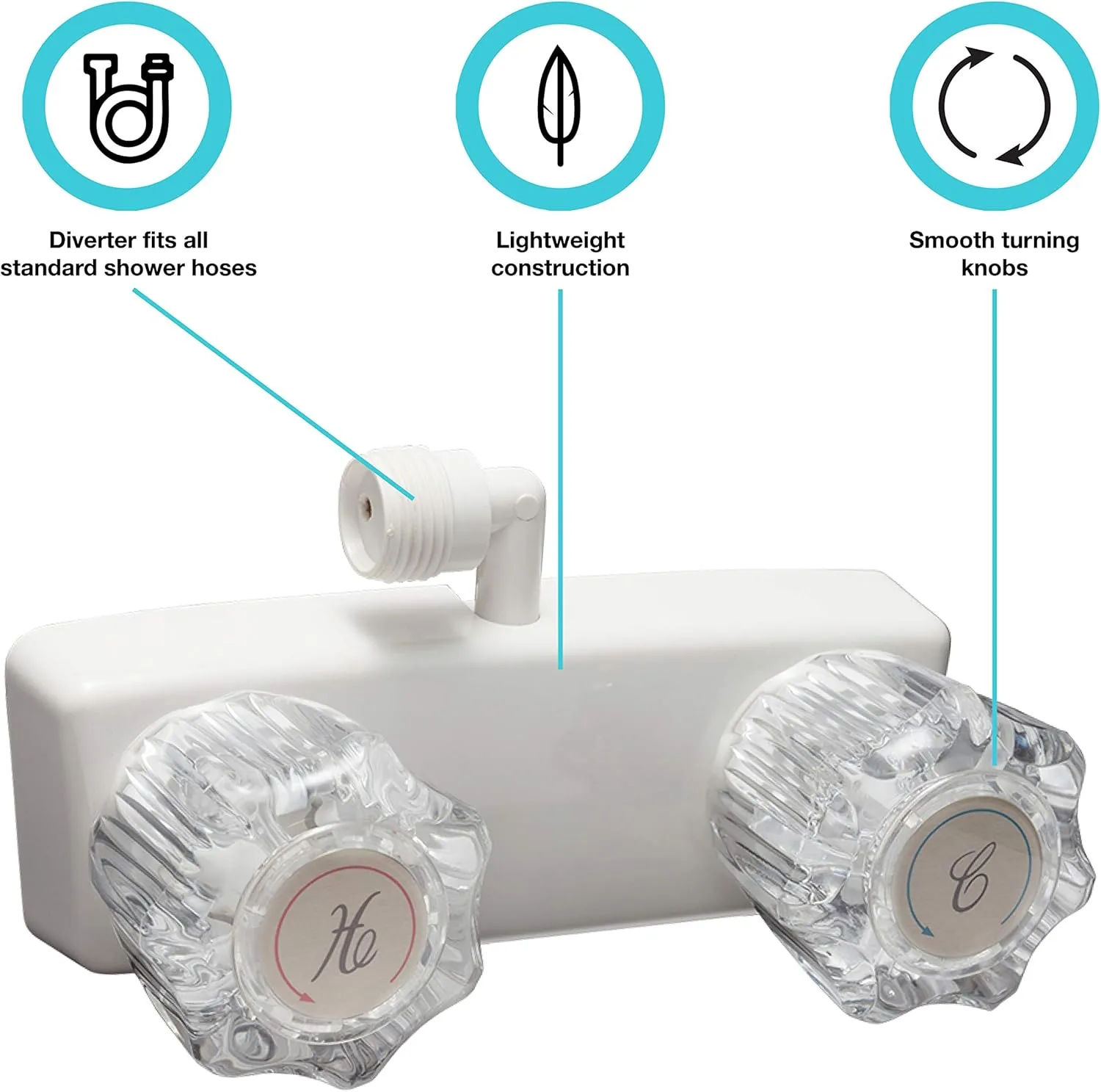 DURA FAUCET RV Exterior Shower Faucet Valve Diverter with 2 Knobs