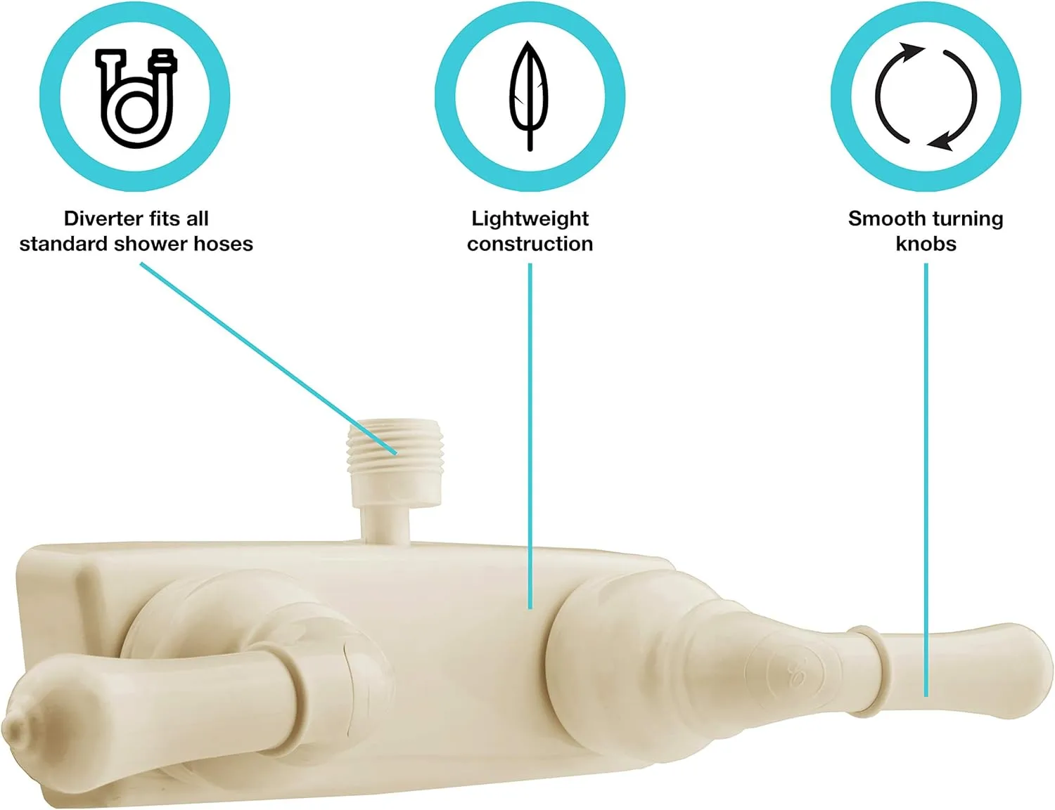 Dura Faucet DF-SA100C RV/Motorhome Shower Faucet Valve Diverter (Dual Lever)