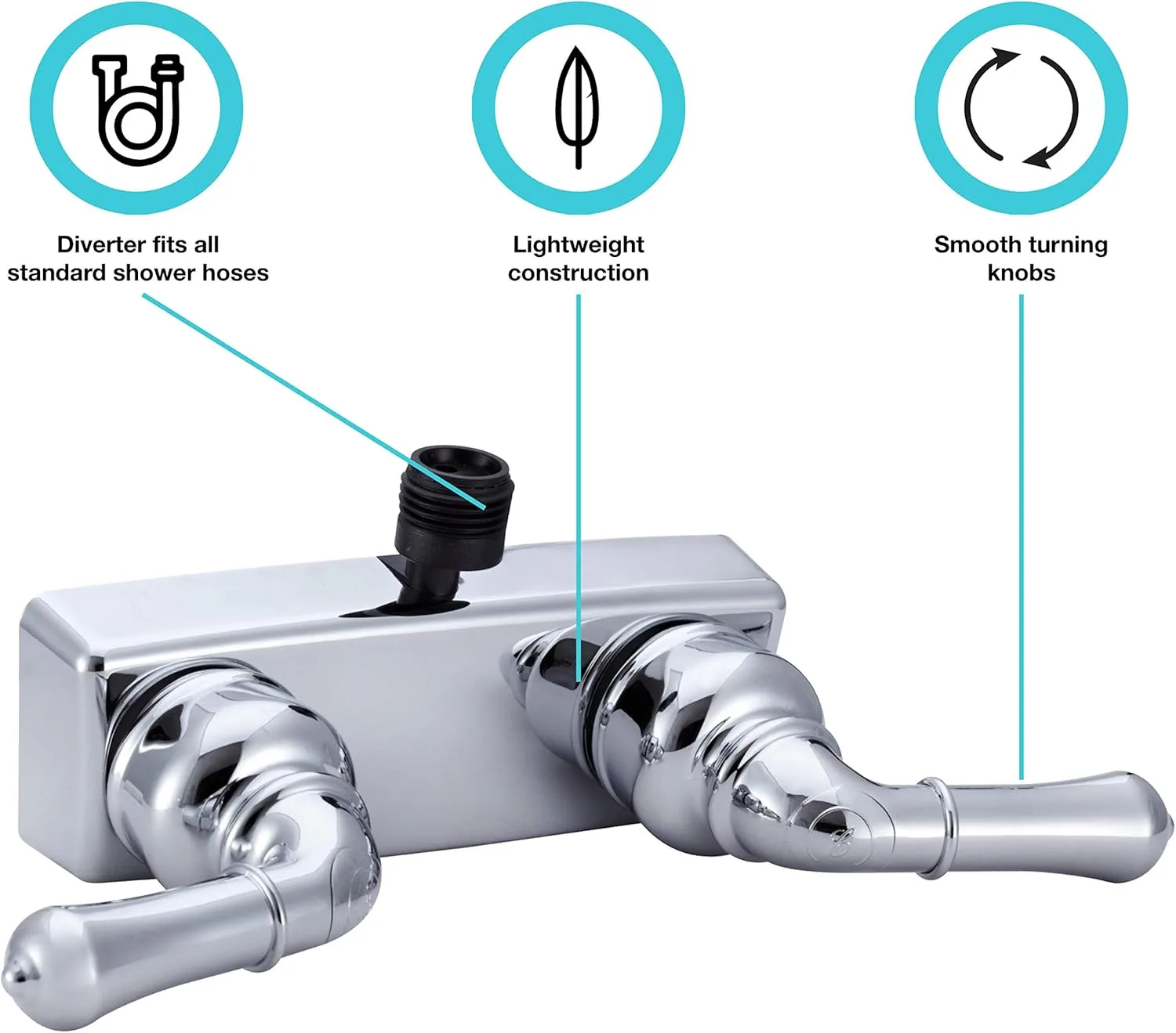Dura Faucet DF-SA100C RV/Motorhome Shower Faucet Valve Diverter (Dual Lever)