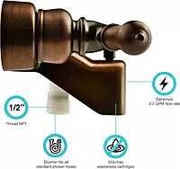 Dura Faucet DF-SA110C-ORB RV Tub, Shower Faucet Valve Diverter with Classical Handles (Bronze Finish) Oil Rubbed Bronze