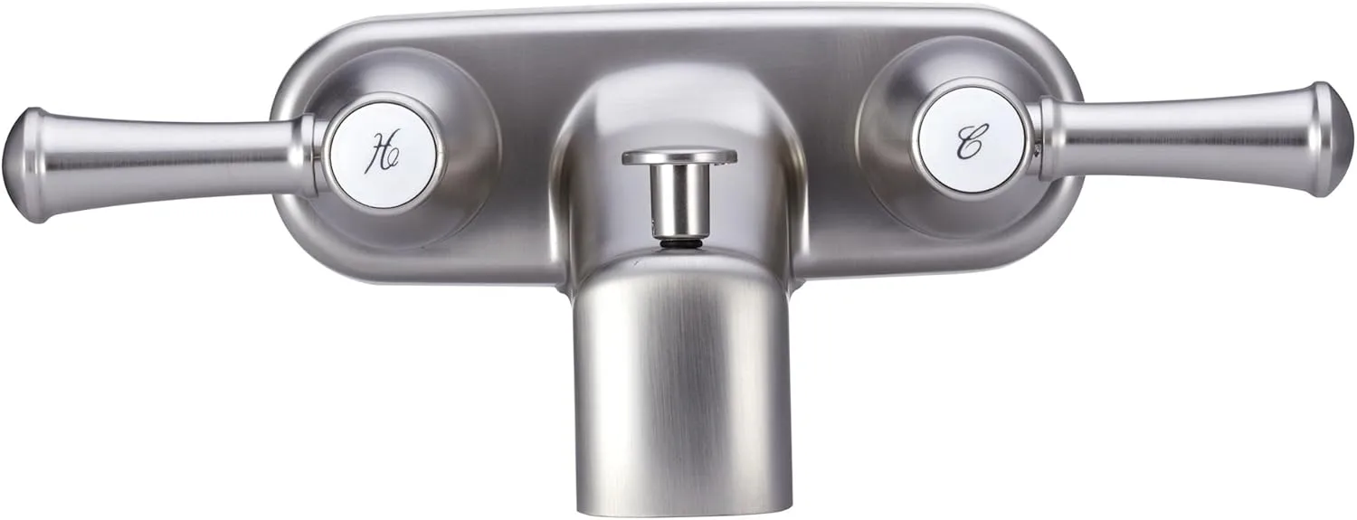 Dura Faucet DF-SA110L-SN RV Tub & Shower Faucet Valve Diverter with Hot/Cold Handles (Brushed Satin Nickel)