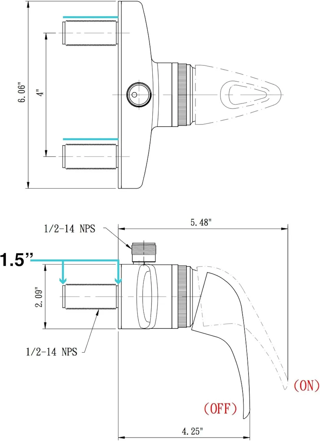 Dura Faucet DF-SA150 Single-Lever RV Shower Faucet Diverter
