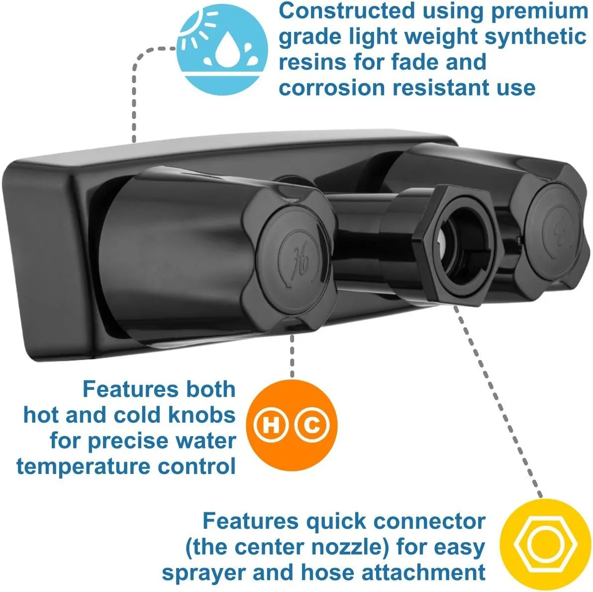 Dura Faucet DF-SA180-BK Exterior Quick Connect Faucet (Black)