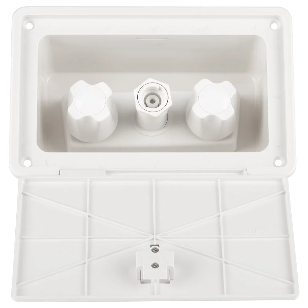 Dura Faucet DF-SA185-WT RV Exterior Spray Box with Hot/Cold Quick Connect Faucet (White)