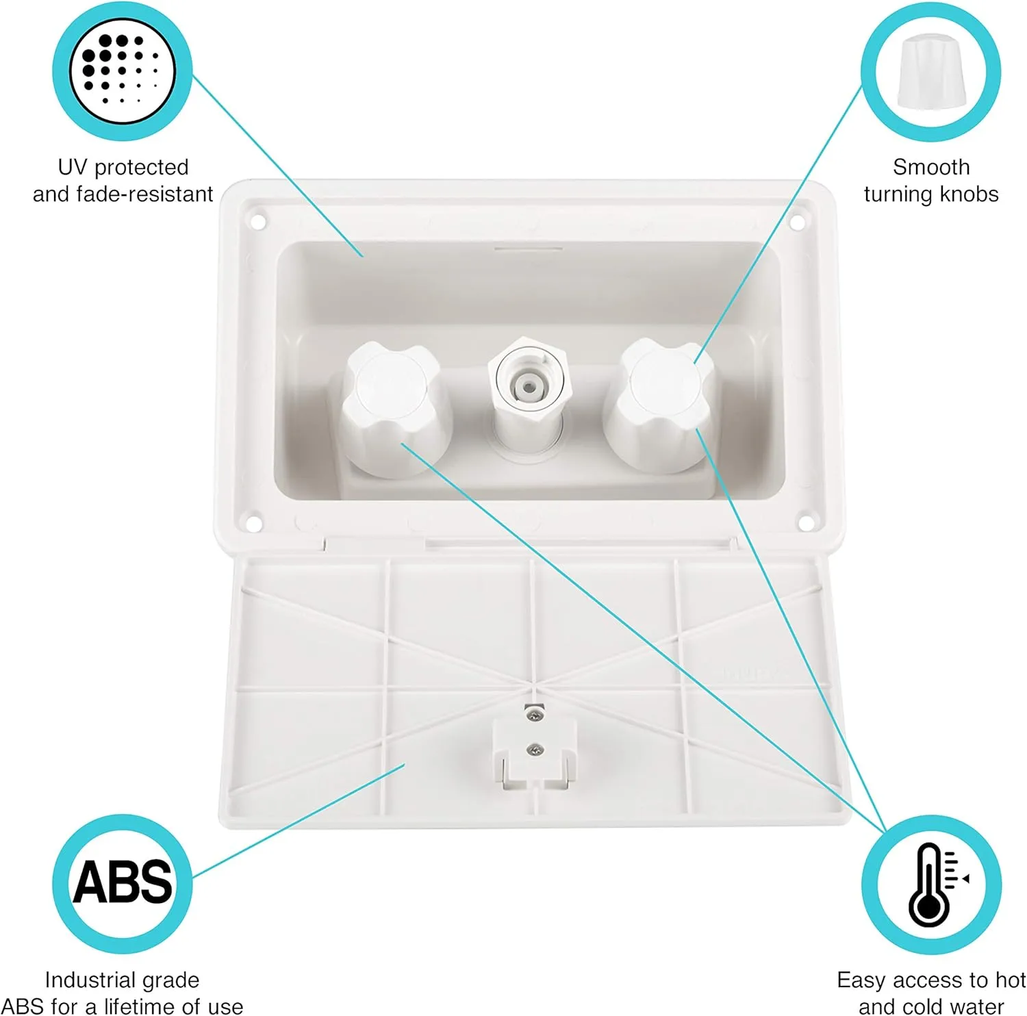 Dura Faucet DF-SA185-WT RV Exterior Spray Box with Hot/Cold Quick Connect Faucet (White)