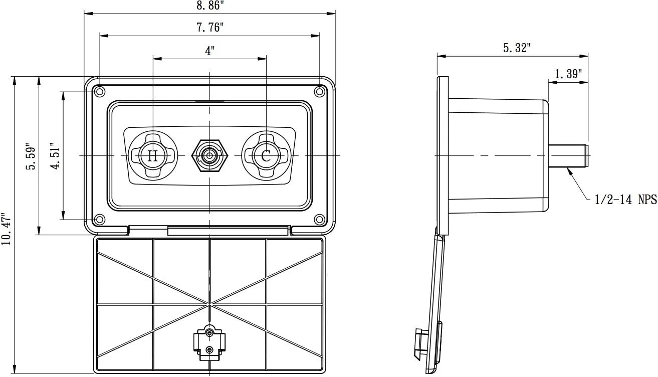 Dura Faucet DF-SA185-WT RV Exterior Spray Box with Hot/Cold Quick Connect Faucet (White)