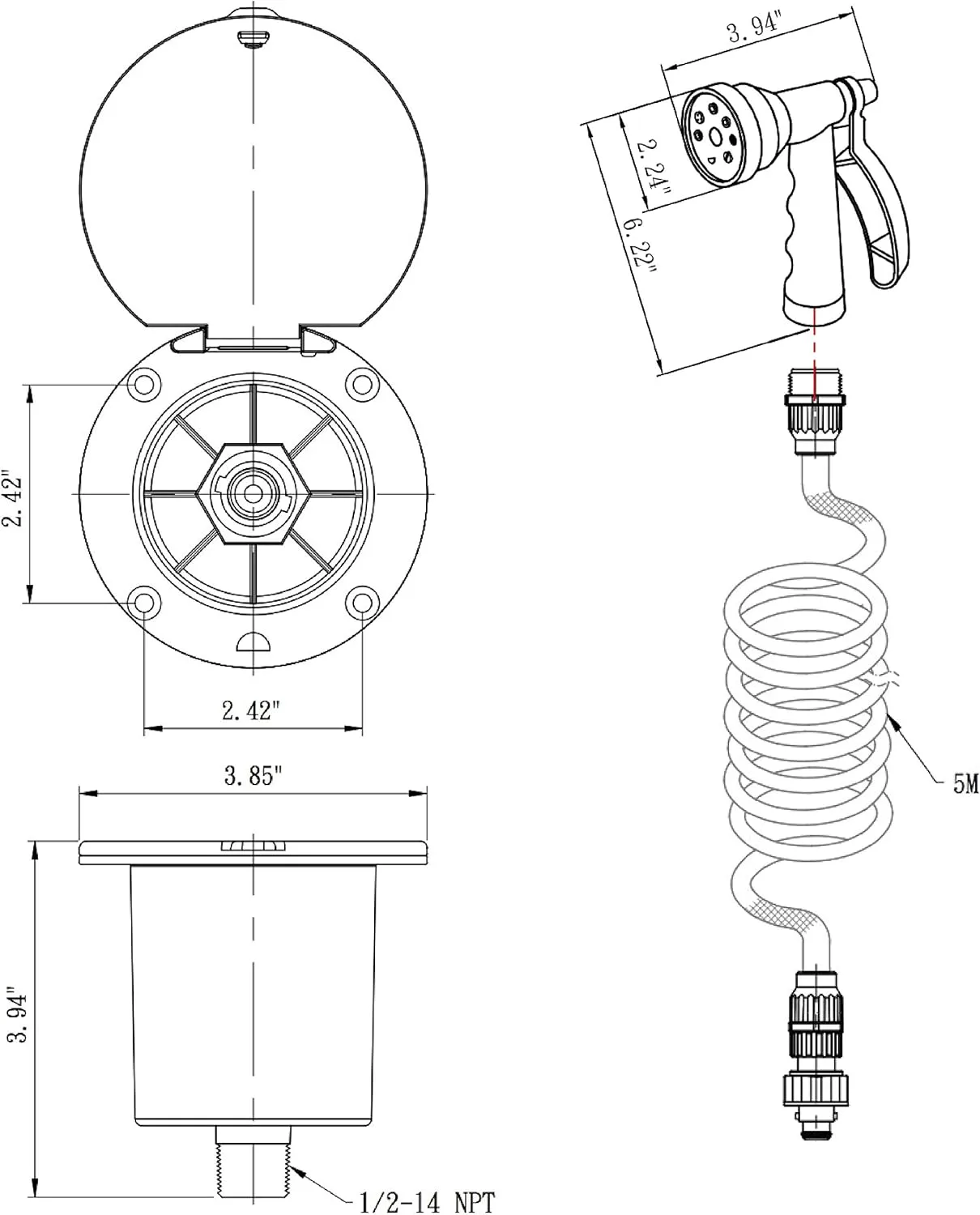 DURA FAUCET RV Quick-Connect Detachable Spray Faucet and Sprayer Kit
