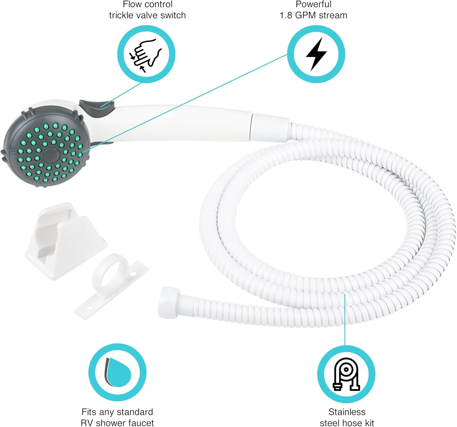 Dura Faucet DF-SA400 RV Hand Held Shower Wand and Kit
