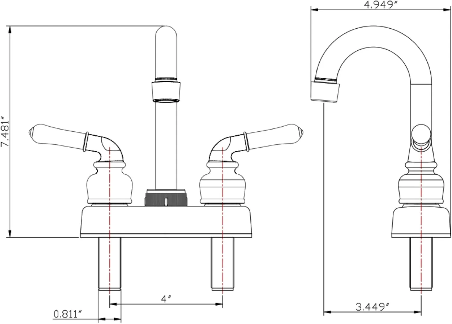 DURA FAUCET DF-PB150C Swivel Bar Faucet for RVs and Motor Homes