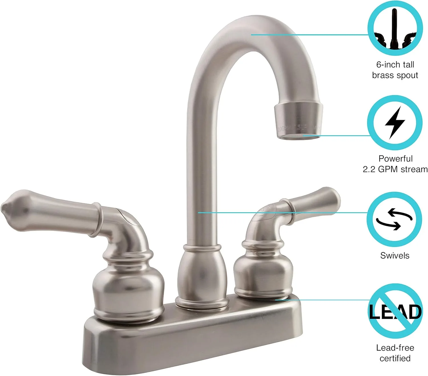 DURA FAUCET DF-PB150C Swivel Bar Faucet for RVs and Motor Homes