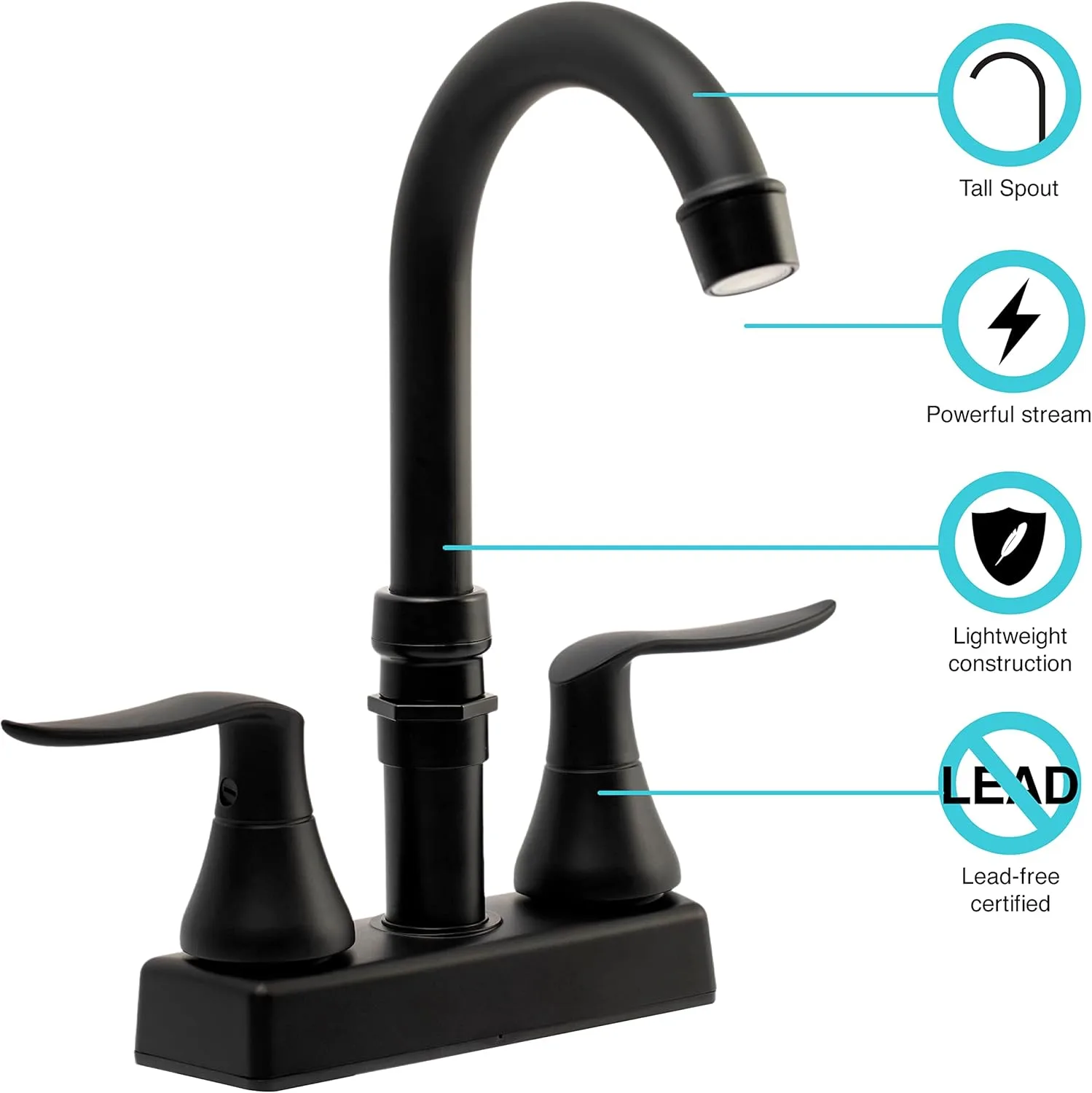 Dura Faucet Elegant RV Bar Faucet with Quick Connect Spout (Matte Black)