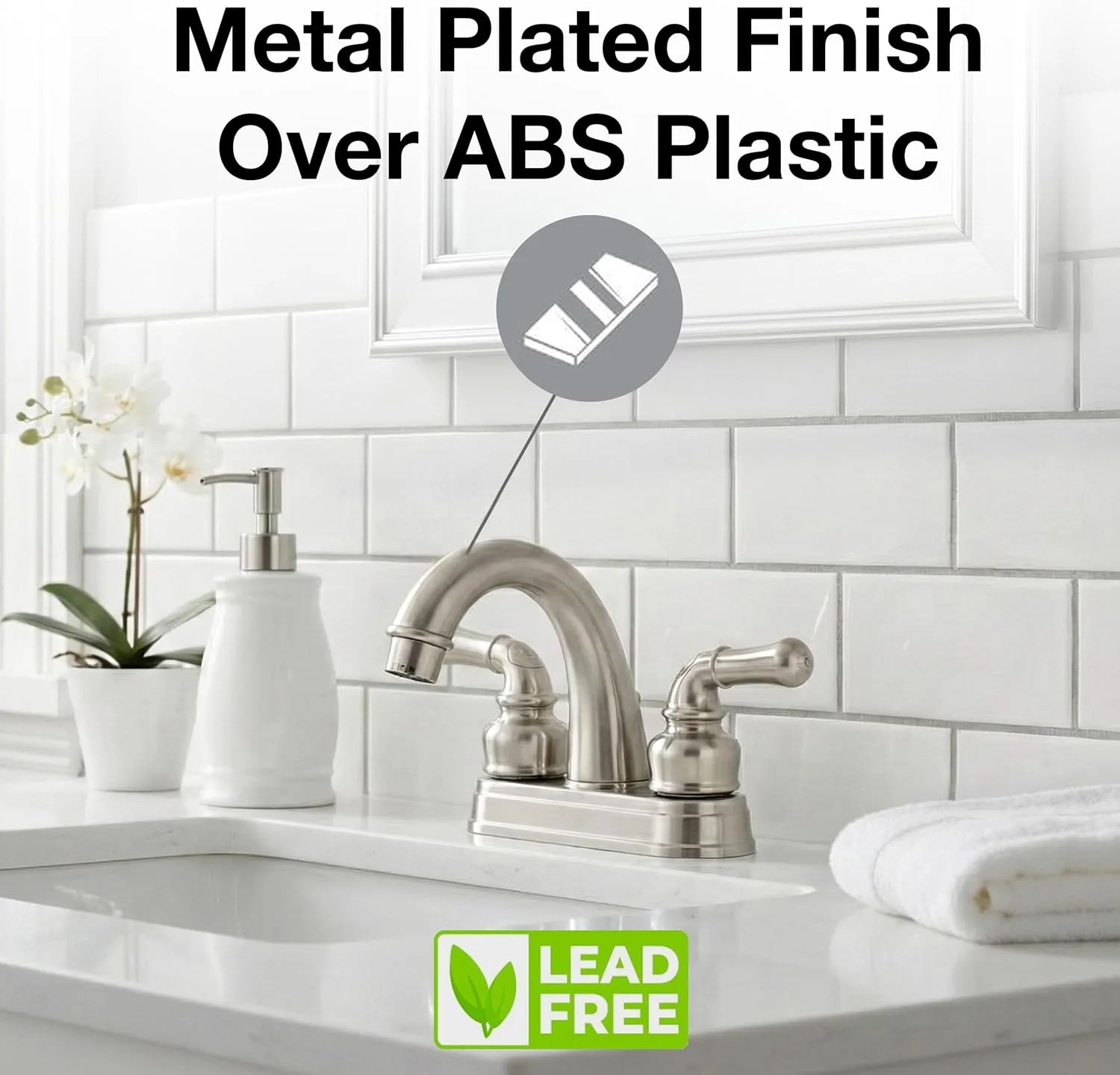 Dura Faucet DF-PL620C RV Bathroom Sink Faucet - Smooth Turning 2-Lever 4-Inch Centerset