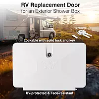 Dura Faucet DF-SA170D-WT RV Durable Replacement Door for an Exterior Shower Box Kit - Lockable (White)