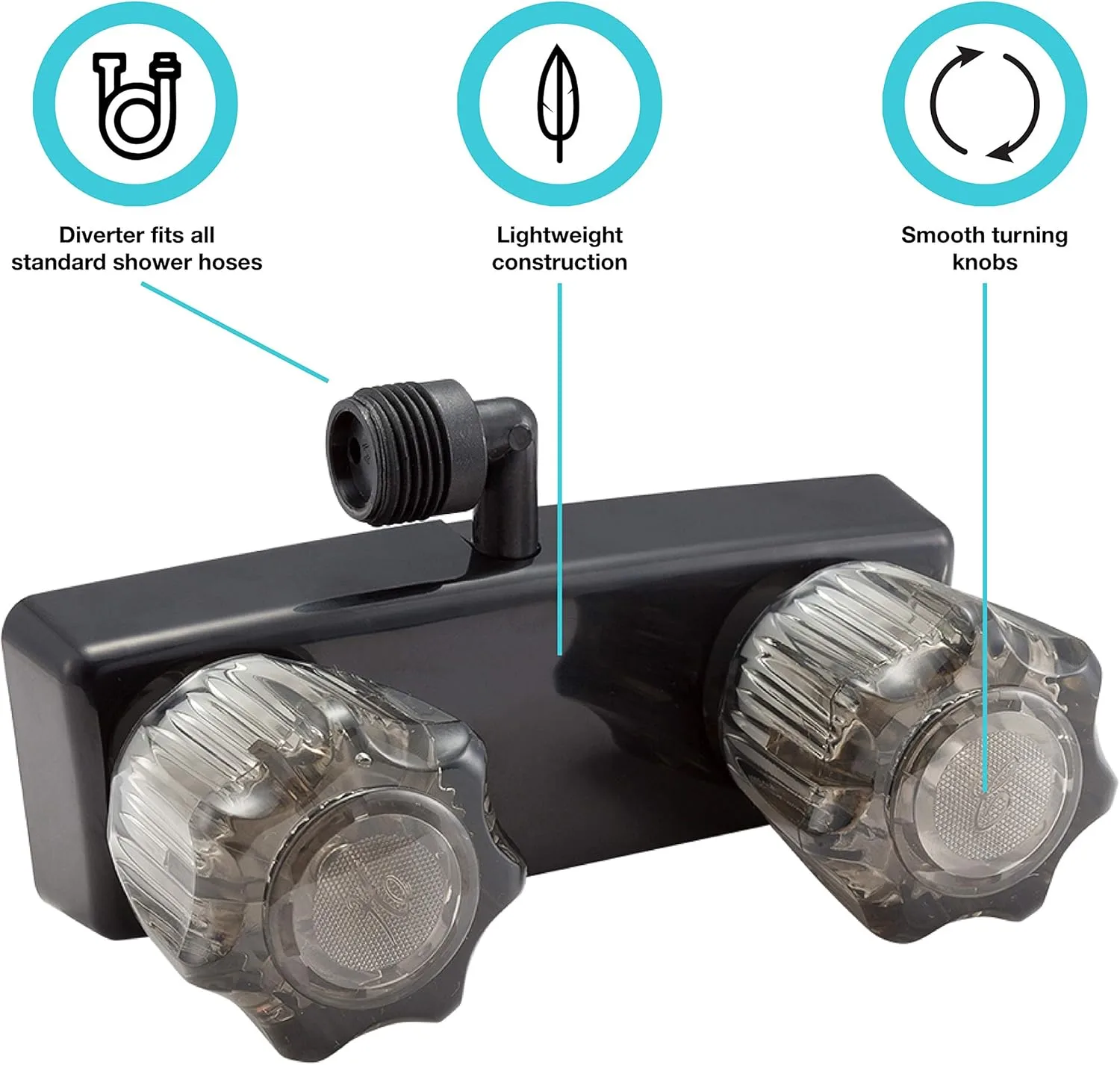 DURA FAUCET RV Exterior Shower Faucet Valve Diverter with 2 Knobs