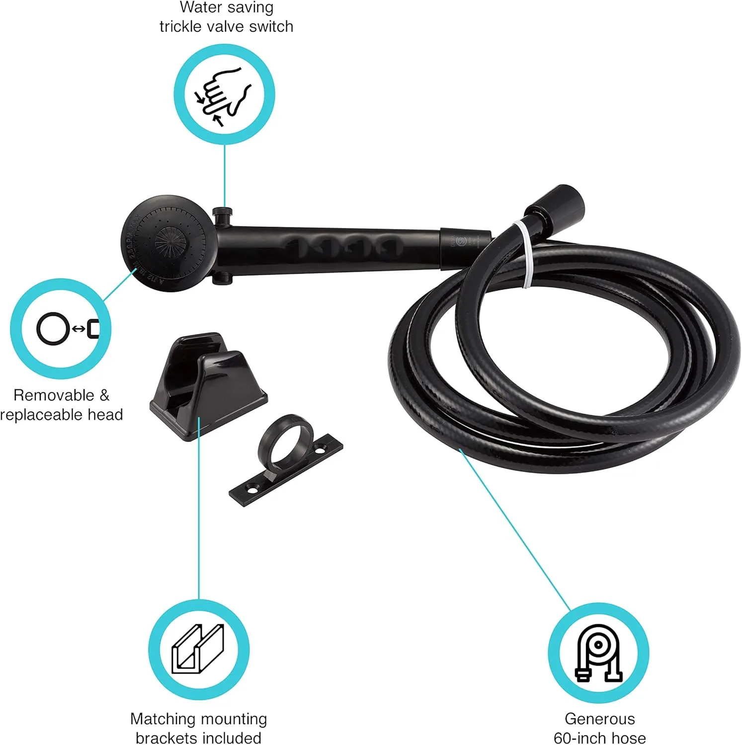 Dura Faucet RV Handheld Shower Head and 60-inch Hose Kit