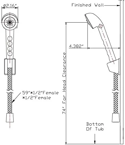 Dura Faucet RV Handheld Shower Head and 60-inch Hose Kit